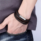 Men Leather Weave Bracelet Cowhide Rope Chain Bangle Jewelry
