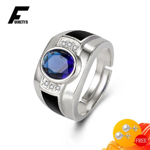 Men's 925 Silver CZ Gemstone Open Finger Ring Wedding Party Gift