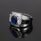 Men's 925 Silver CZ Gemstone Open Finger Ring Wedding Party Gift