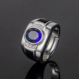 Men's 925 Silver CZ Gemstone Open Finger Ring Wedding Party Gift