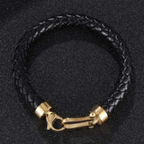 Men's Leather Bracelet Stainless Steel Horseshoe Lobster Clasp SP0760