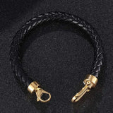 Men's Leather Bracelet Stainless Steel Horseshoe Lobster Clasp SP0760