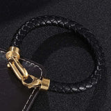 Men's Leather Bracelet Stainless Steel Horseshoe Lobster Clasp SP0760