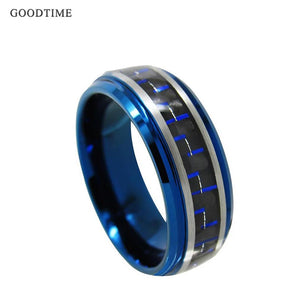 Men's Tungsten Carbide Ring with Carbon Fiber Inlay