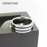Men's Tungsten Carbide Two Line Ring Wedding Band 8MM