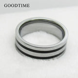 Men's Tungsten Carbide Two Line Ring Wedding Band 8MM