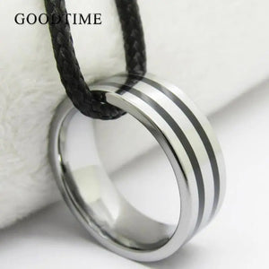 Men's Tungsten Carbide Two Line Ring Wedding Band 8MM