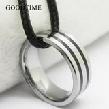Men's Tungsten Carbide Two Line Ring Wedding Band 8MM