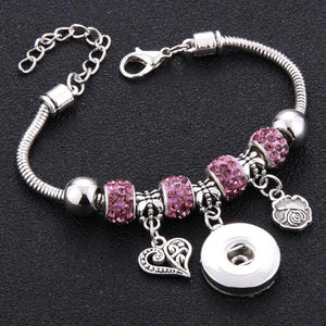 Metal Beading Snap Bracelet Butterfly Beads 18MM Snap Button Bangle