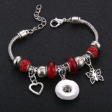 Metal Beading Snap Bracelet Butterfly Beads 18MM Snap Button Bangle