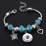 Metal Beading Snap Bracelet Butterfly Beads 18MM Snap Button Bangle