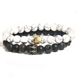 CZ Crown Charm Bracelet Natural Stone Bead Bangles Gift