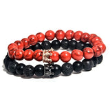 CZ Crown Charm Bracelet Natural Stone Bead Bangles Gift