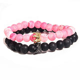 CZ Crown Charm Bracelet Natural Stone Bead Bangles Gift