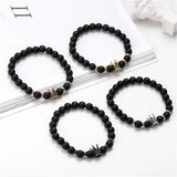 Micro Pave CZ Hecagon Crown Charm Bracelet Stone Bead Bangles