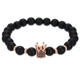 Micro Pave CZ Hecagon Crown Charm Bracelet Stone Bead Bangles