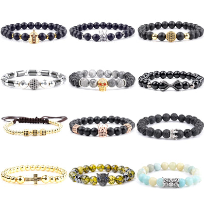 Micro Pave Cz Crown Cross Bracelet Men Women Bracelet & Bangles