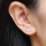 Minimalist 925 Silver Stud Earrings Small Square Heart Round Geometric Earings