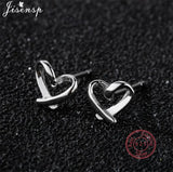 Minimalist 925 Silver Stud Earrings Small Square Heart Round Geometric Earings