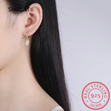 Monstera Leaf Zircon Hoop Earrings 925 Silver Tropical Plant Jewelry