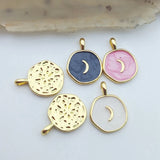 Moon Pendant Drop Oil Pink Purple Enamel Charms for Jewelry Making