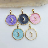 Moon Pendant Drop Oil Pink Purple Enamel Charms for Jewelry Making