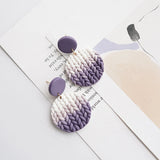 Gradient Colors Round Shape Braided Knitting Pattern Polymer Clay Earrings