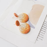 Gradient Colors Round Shape Braided Knitting Pattern Polymer Clay Earrings