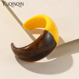Multi-color Wide Bangles Geometric Irregular Open Bangle Bracelets