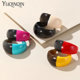 Multi-color Wide Bangles Geometric Irregular Open Bangle Bracelets