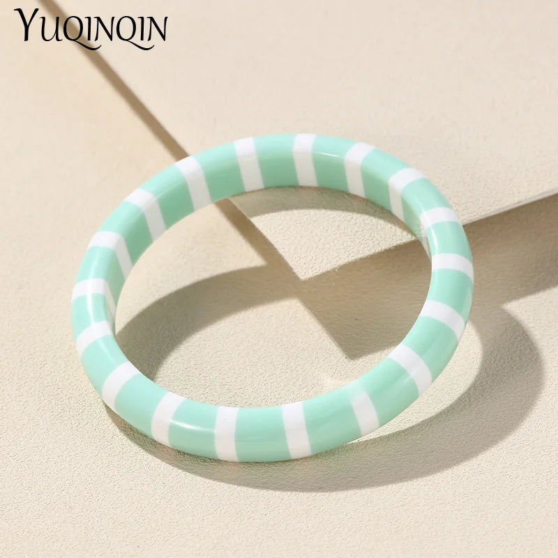 Multi-color Resin Thin Round Bangle Summer Party Jewelry
