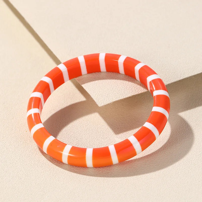 Multi-color Resin Thin Round Bangle Summer Party Jewelry