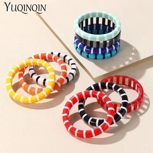 Multi-color Resin Thin Round Bangle Summer Party Jewelry