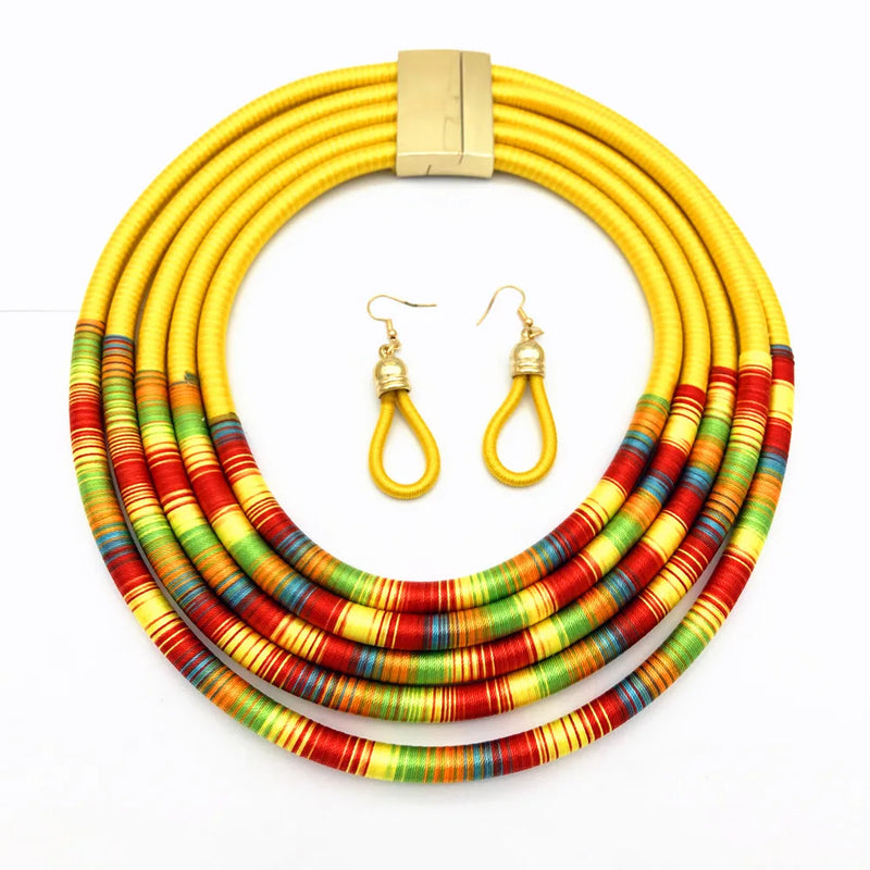 African Style Multi-Layer Necklace Set
