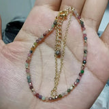 Multicolor Rainbow Tourmaline Double Layer Bracelet for Women