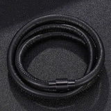 Multilayer Leather Bracelet Stainless Steel Magnetic Clasp Charm Bangle