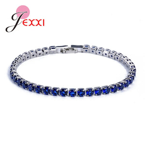 925 Sterling Silver Bracelets Bangles Wedding Charm Crystals 17MM/19MM