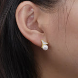 Freshwater 7-8mm Round Pearl Mermaid Earrings 925 Silver Jewelry