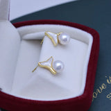Freshwater 7-8mm Round Pearl Mermaid Earrings 925 Silver Jewelry