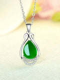 Emerald Charm Jade Pendant Stone Amulet Choker Necklace Woman Crystal Jewelry