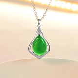 Emerald Charm Jade Pendant Stone Amulet Choker Necklace Woman Crystal Jewelry