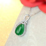 Emerald Charm Jade Pendant Stone Amulet Choker Necklace Woman Crystal Jewelry