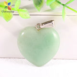 Quartz Crystal Heart Pendants 8pcs 30mm Green Aventurine Necklace Charms