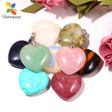 Quartz Crystal Heart Pendants 8pcs 30mm Green Aventurine Necklace Charms