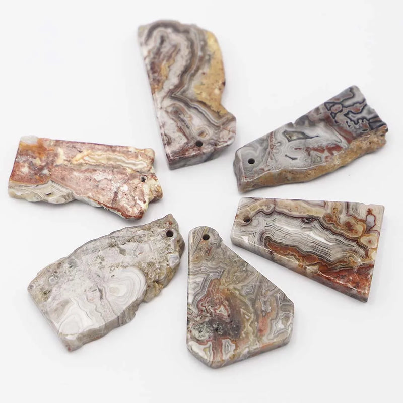 6Pcs Moroccan Agate Slice Pendants Healing Crystals for Jewelry Making