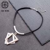 Geometric Leather Neck Choker Necklace for Women
