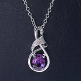 925 Silver Necklace with Amethyst Pendant for Women