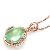 925 Silver Necklace with Green Zircon Rose Pendant for Women