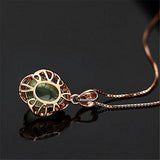 925 Silver Necklace with Green Zircon Rose Pendant for Women