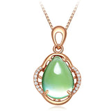 925 Silver Necklace with Green Zircon Rose Pendant for Women